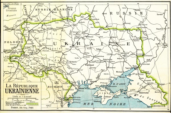 "Українська республіка", карта видана у Парижі в 1919 р.